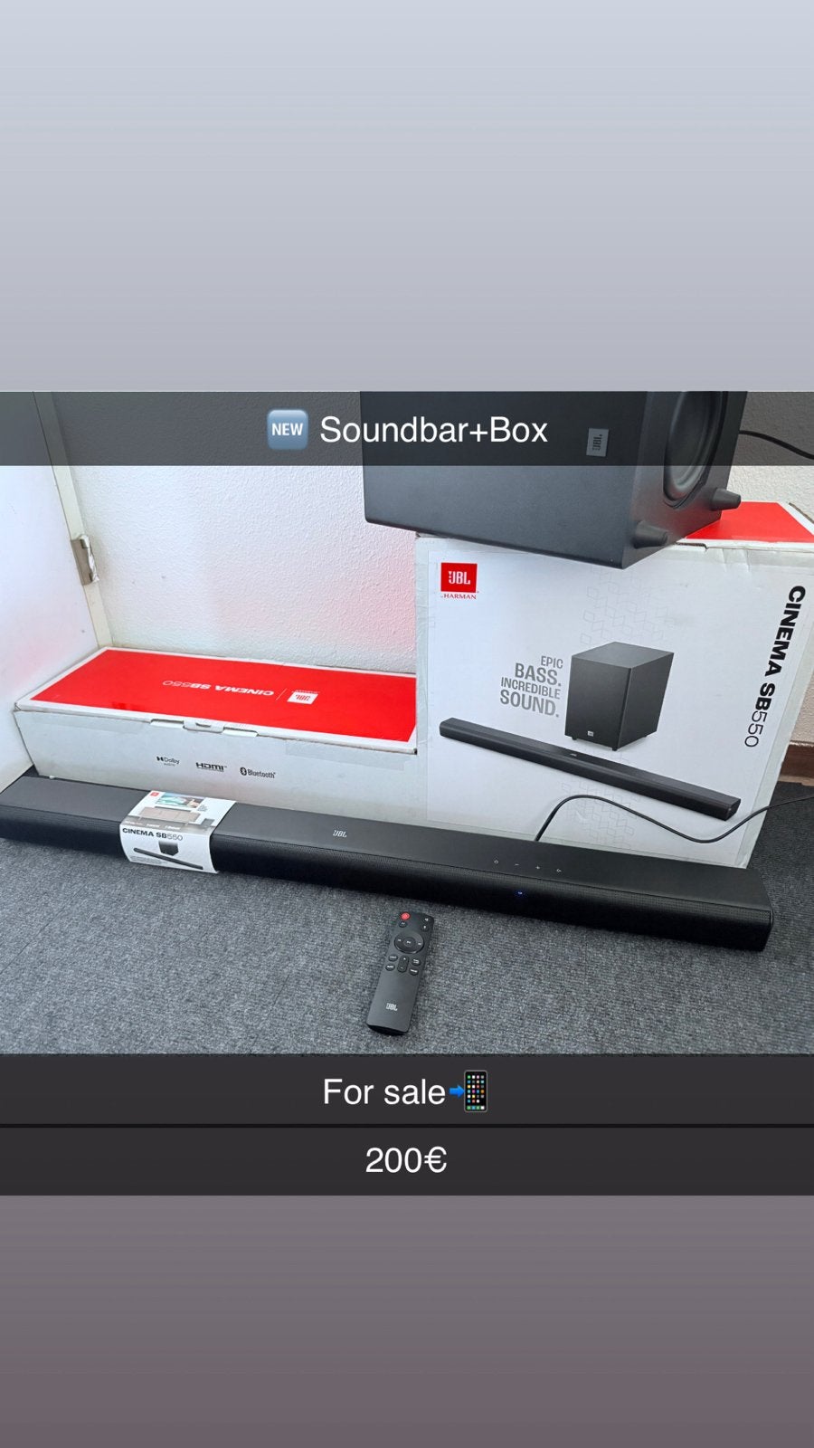 JBL Cinema SB550 Soundbar met Subwoofer - Nieuw, Ophalen of Verzenden, Bluetooth, Nieuw