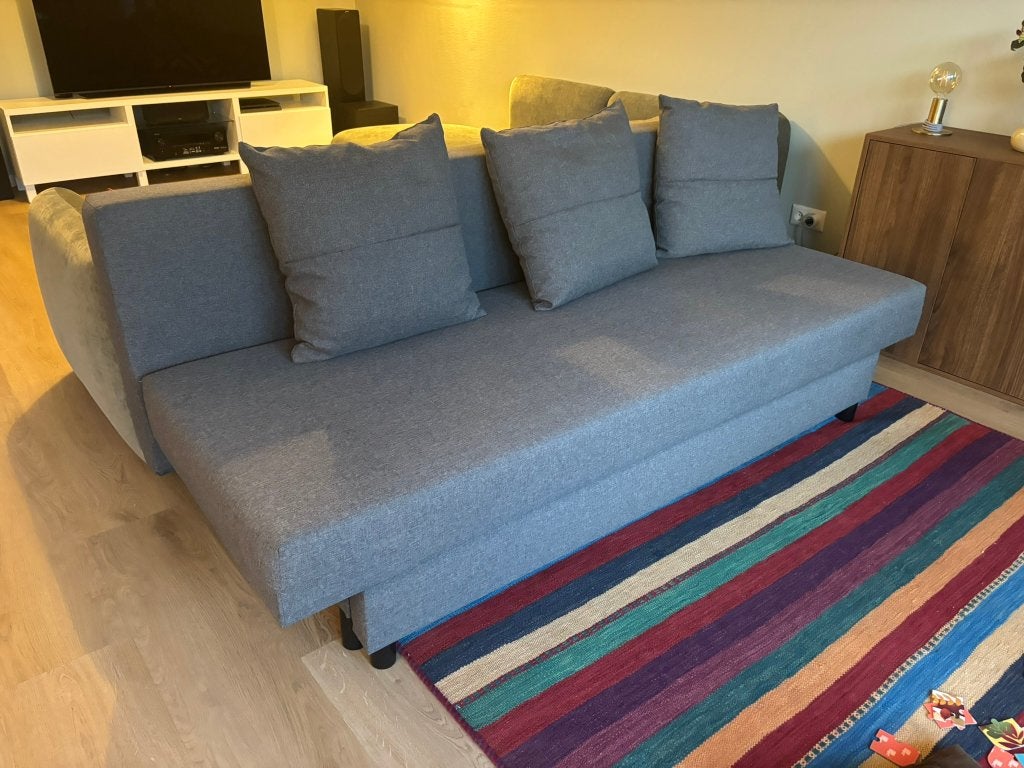 Mooie en comfortabele IKEA ÄLVDALEN slaapbank (Donkergrijs), Ophalen, Tweepersoons, 140 cm, Zo goed als nieuw