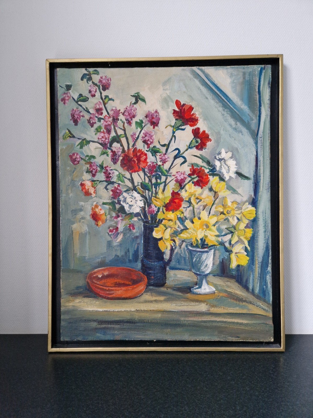 Groot XL formaat stilleven bloemen - 78 x 97 cm olieverf, Antiek en Kunst, Kunst | Schilderijen | Klassiek, Ophalen
