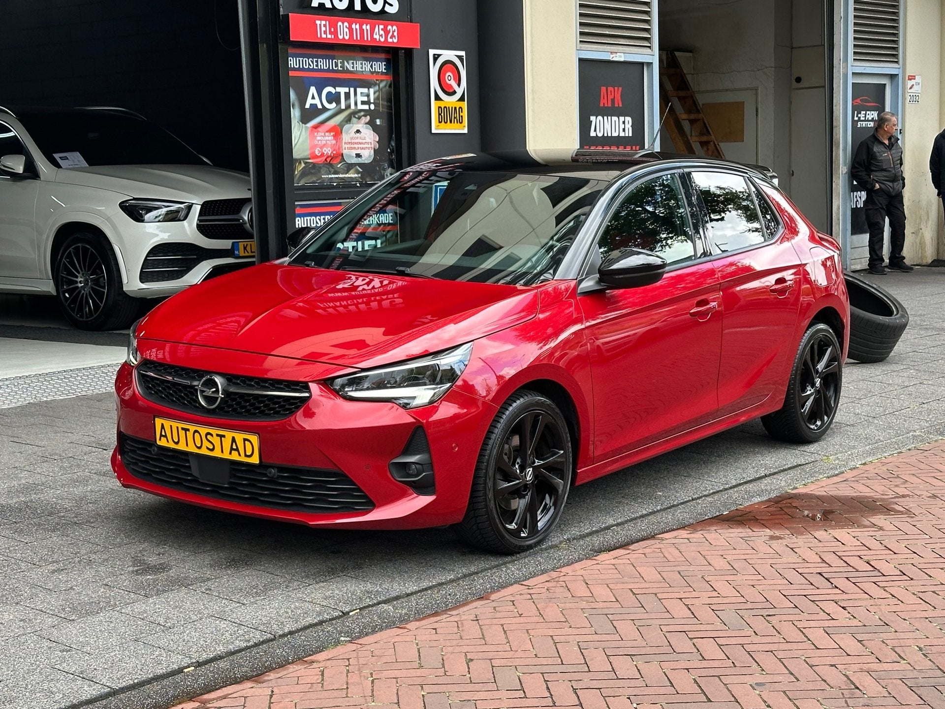 Opel Corsa 1.2 GS Line Aut Leer Navi Airco Camera Carplay PD, 101 pk, Gebruikt, Euro 6, Leder en Stof