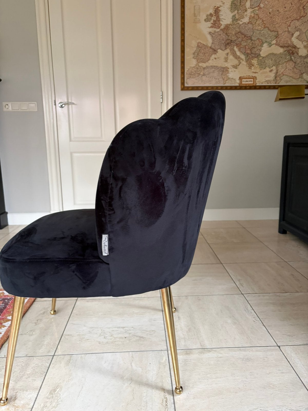 Eetkamer/make up stoel Richmond Pippa zwart met gouden poten, Ophalen, Zwart, Zo goed als nieuw, Eén