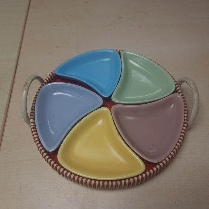 Vintage Cortendorf snackset serveerschaal jaren 50, Ophalen of Verzenden, Vintage