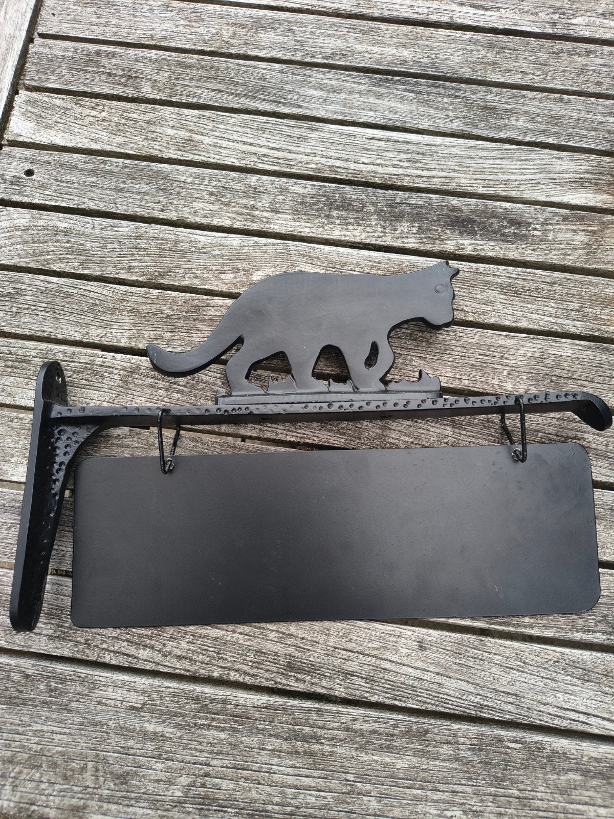Metalen uithangbord met kat silhouet, Vintage, Ophalen of Verzenden, Metaal, Gebruikt