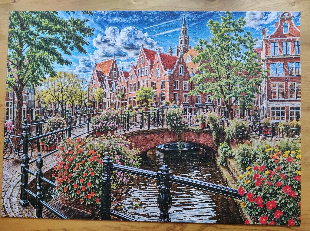 legpuzzel Flowers by the Canal, Ophalen of Verzenden, 500 t/m 1500 stukjes, Zo goed als nieuw, Legpuzzel