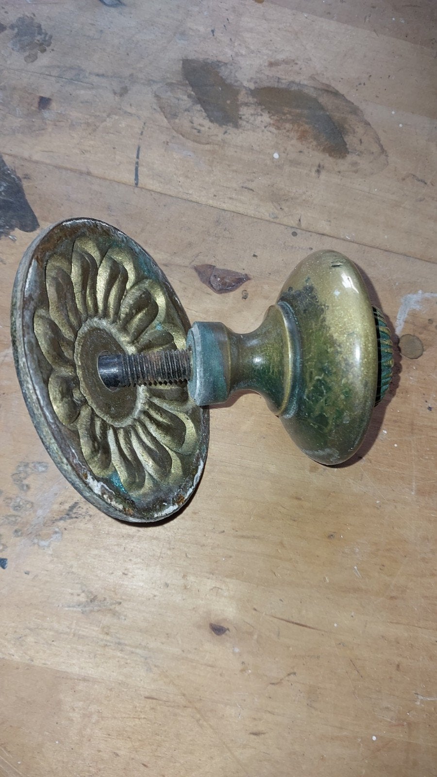 Antieke Messing/Koperen Deurknop met Patina, Ophalen of Verzenden