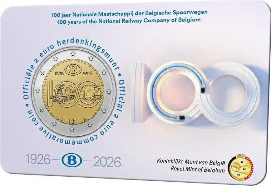 2 euro Belgie 2026 - 100 jaar NMBS (BU), Ophalen of Verzenden, België, 2 euro, Setje