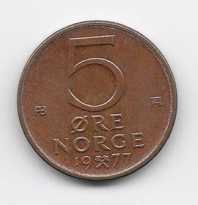 Noorwegen 5 øre 1977 KM# 415, Verzenden, Overige landen, Losse munt