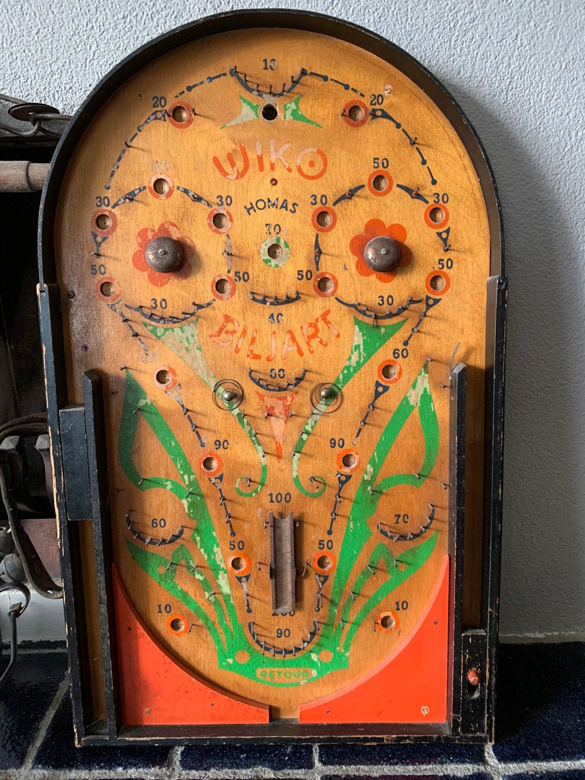 Vintage mooi houten knikkerspel Homas Wiko, Ophalen of Verzenden