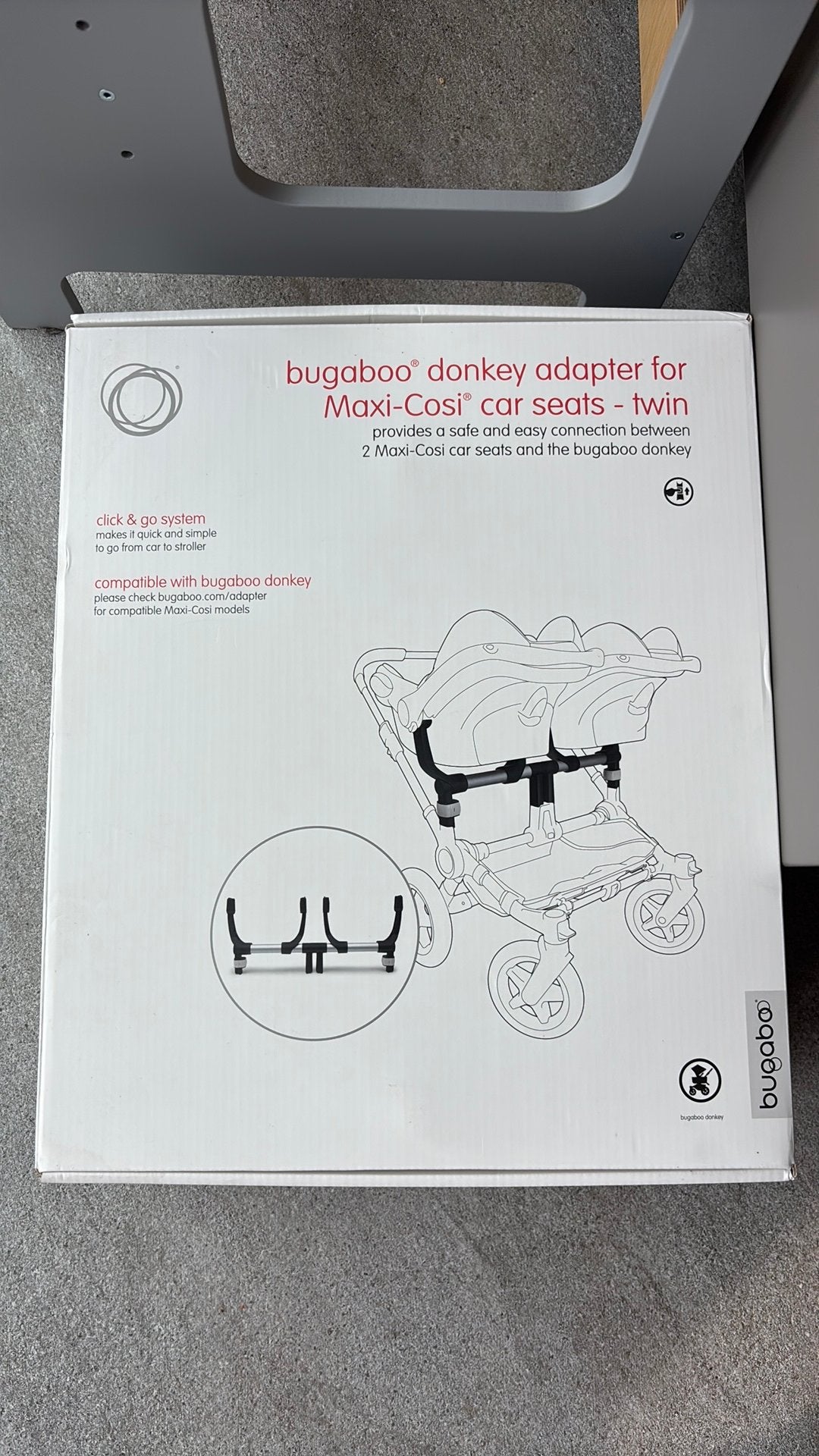 Bugaboo Donkey adapter voor Maxi-Cosi autostoeltjes - twin, Kinderen en Baby's, Kinderwagens en Combinaties, Kinderwagen, Nieuw