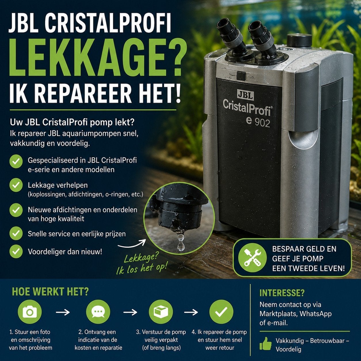 JBL CristalProfi lekkage? Reparatie aangeboden., Ophalen of Verzenden