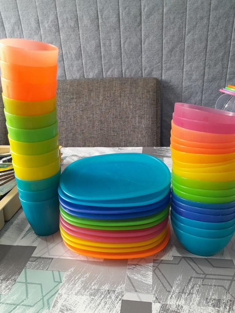 Ikea plastic kinderservies set, Overige materialen, Gebruikt, Ophalen of Verzenden, Effen