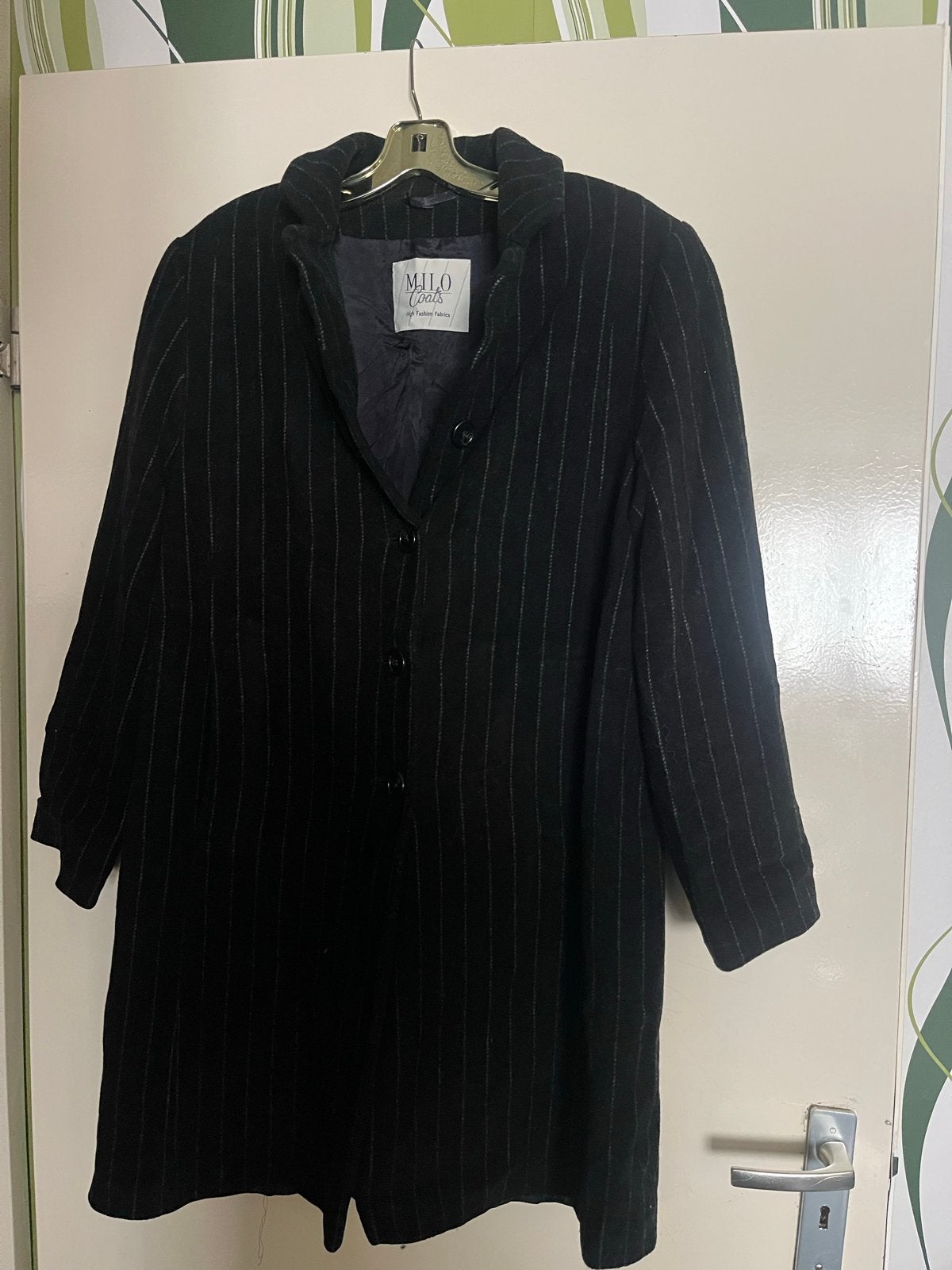 Milo Coats Gestreepte Jas - Maat M(40),80% wol, Ophalen of Verzenden, Gedragen, Maat 38/40 (M), Zwart