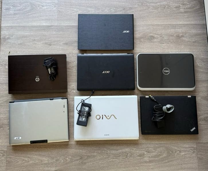 Partij 7 werkende laptops, Ophalen of Verzenden, Gebruikt, 15 inch