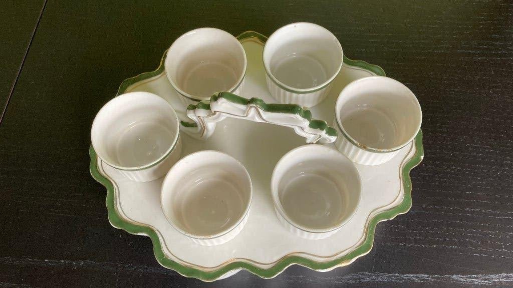 Vintage  Eierdopjes met bijpassende schaal, Antiek en Kunst, Ophalen