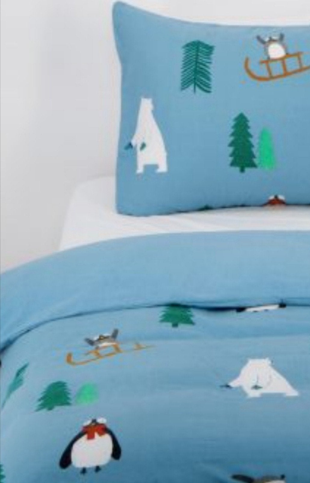 Nieuw kinder dekbedovertrek winter lichtblauw flanel pinguïn, Dekbedovertrek, Nieuw, Ophalen of Verzenden, Hema