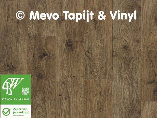 Vinyl vloer met hout design, Saffier 41 - 6.40 x 4 mtr, Huis en Inrichting, Stoffering | Vloerbedekking, Ophalen, Bruin, MeVo tapijt en vinyl