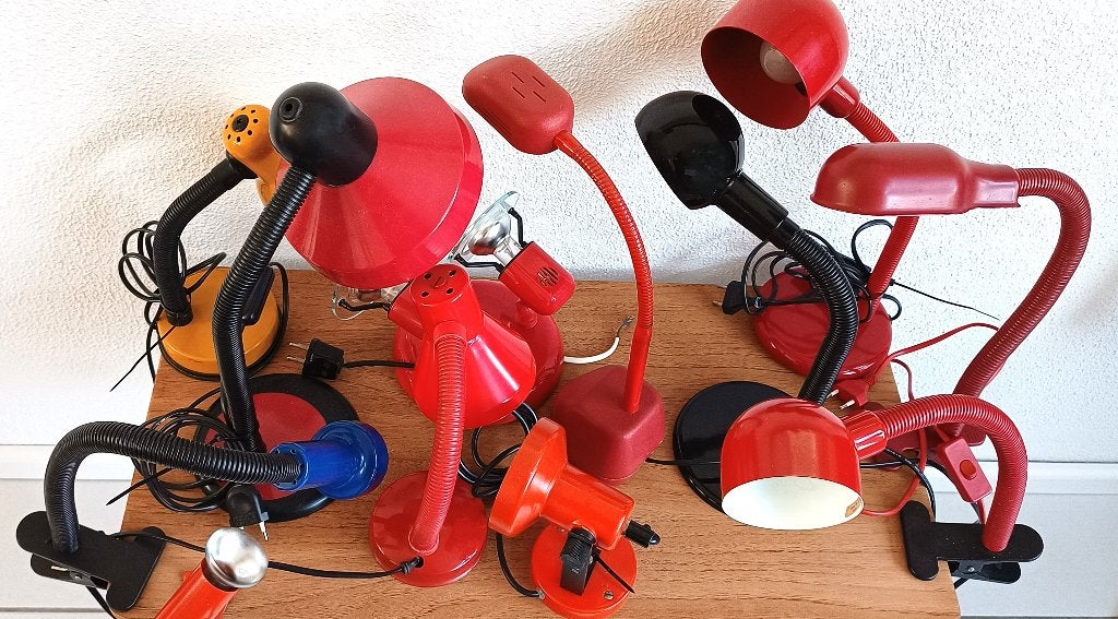 vintage bureaulampen van Massive - G&G - Hema - Happy Light, Huis en Inrichting, Lampen | Tafellampen, Ophalen of Verzenden, Overige materialen