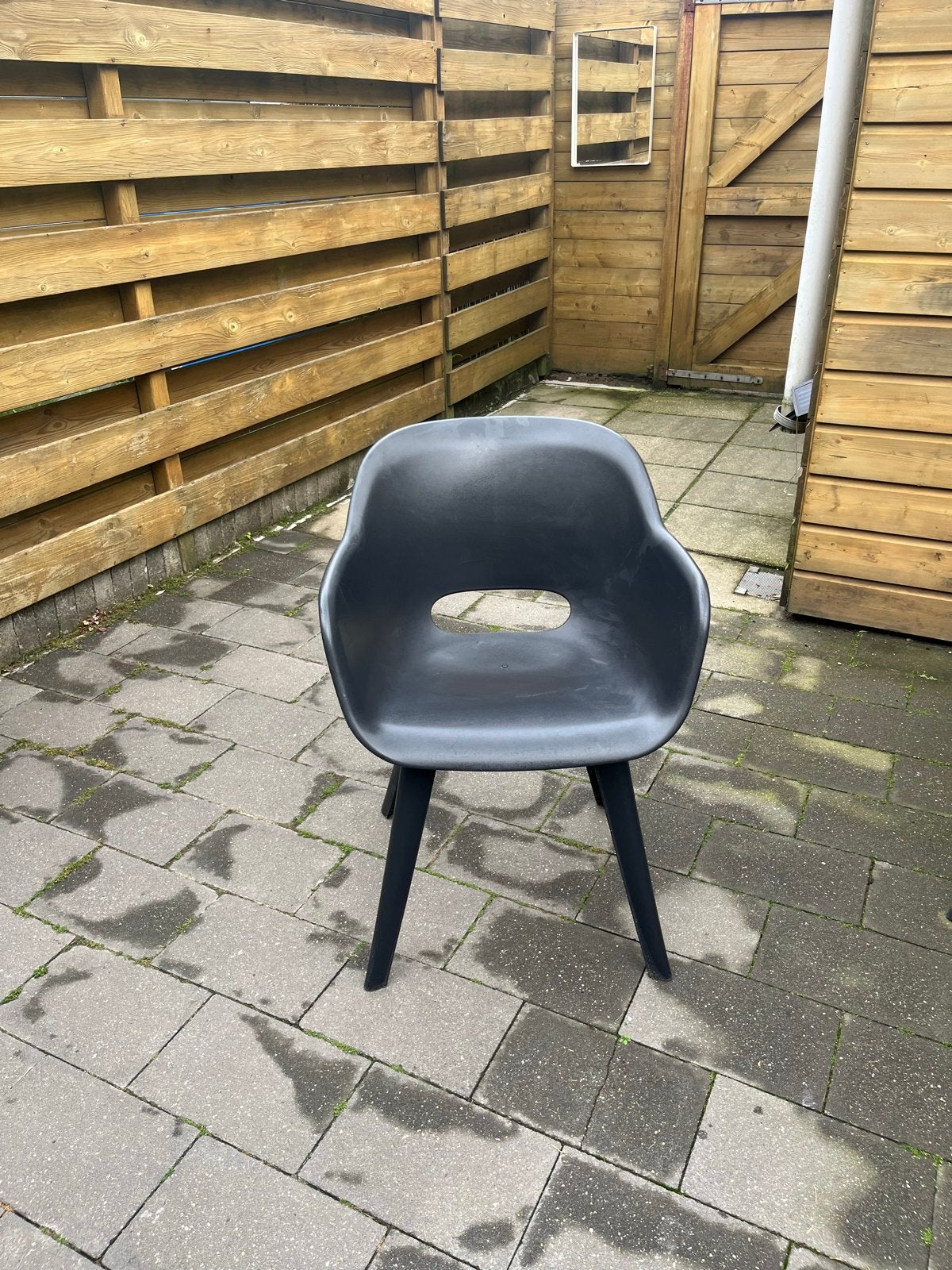 5 kuipstoelen voor buiten - Zwart kunststof, Tuin en Terras, Ophalen, Gebruikt, Kunststof