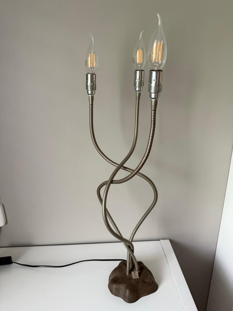 Moderne Tom Kater Tafellamp met 3 Dimbare LED Lampen, Ophalen of Verzenden, Zo goed als nieuw, Metaal, 75 cm of meer