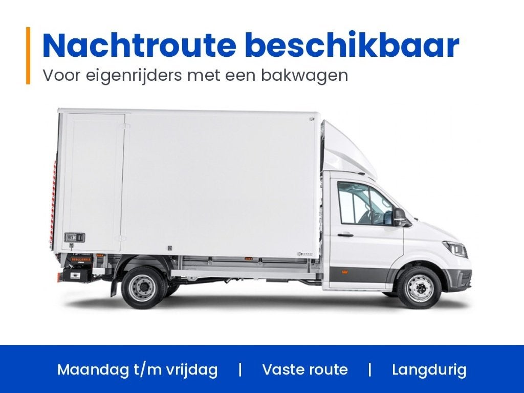 Zzp met bakwagen | Vaste nachtroute, 33 - 40 uur, Overige niveaus, Vanaf 1 jaar, Freelance of Uitzendbasis
