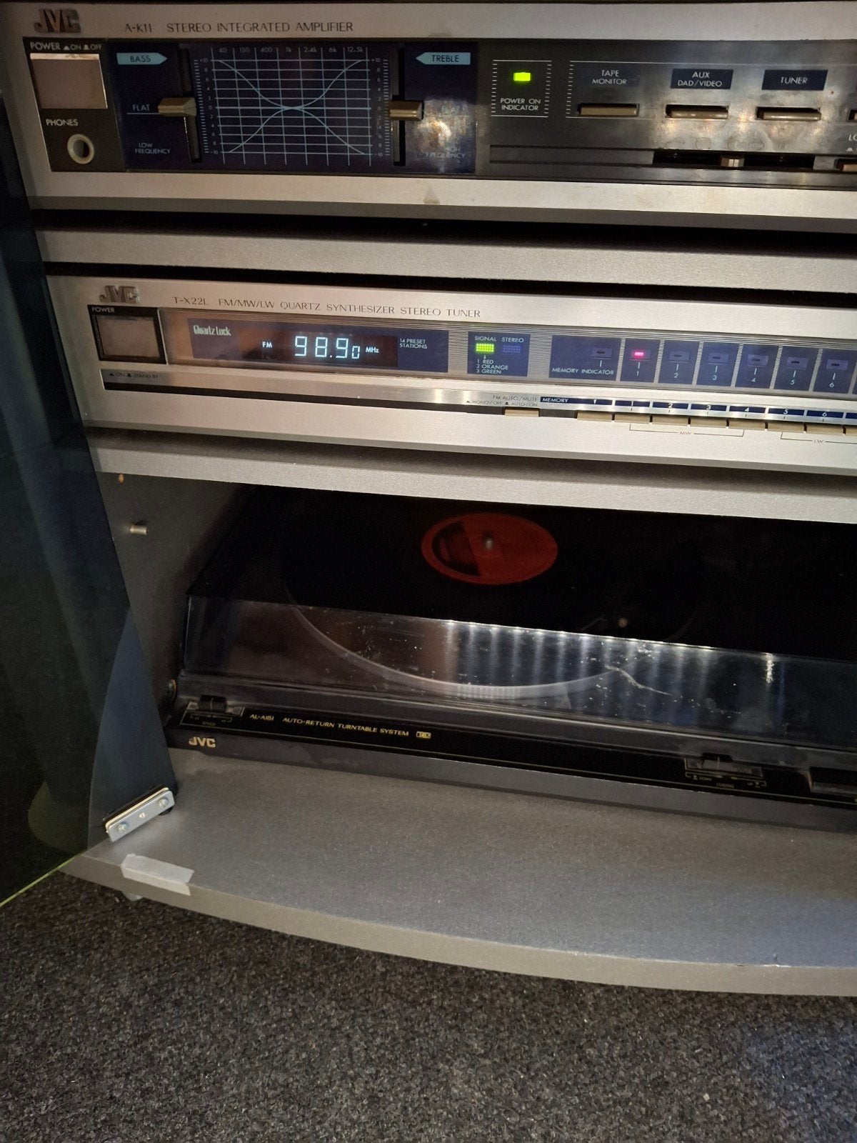 JVC Stereo Set met Versterker, Tuner, Platenspeler en boxen, Ophalen, Gebruikt, JVC, Losse componenten