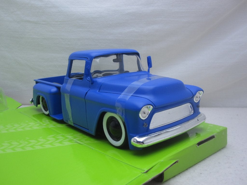 Chevrolet Task-Force Stepside Pickup 1955 Blauw 1:24 Jada, Hobby en Vrije tijd, Ophalen of Verzenden, Zo goed als nieuw, Auto
