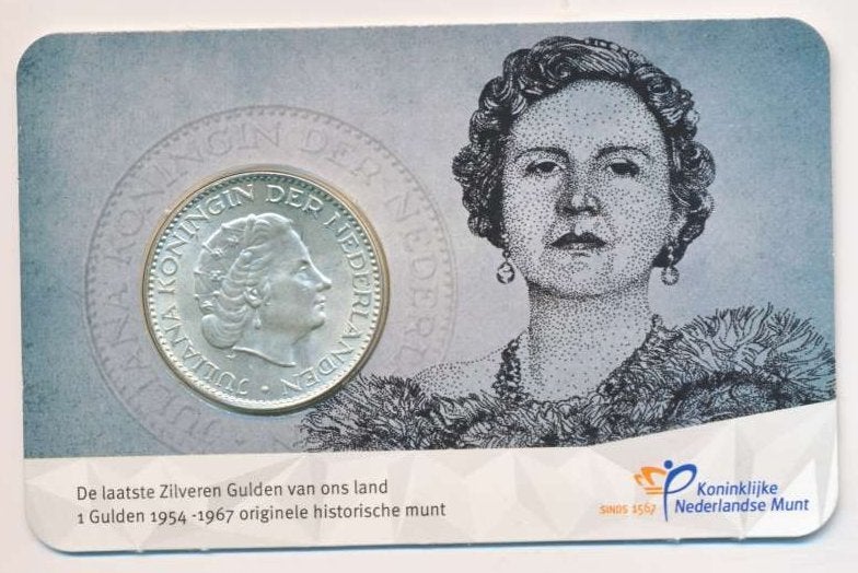 Historische coincard zilveren gulden Juliana 1964, 1 gulden, Koningin Juliana, Zilver, Ophalen of Verzenden