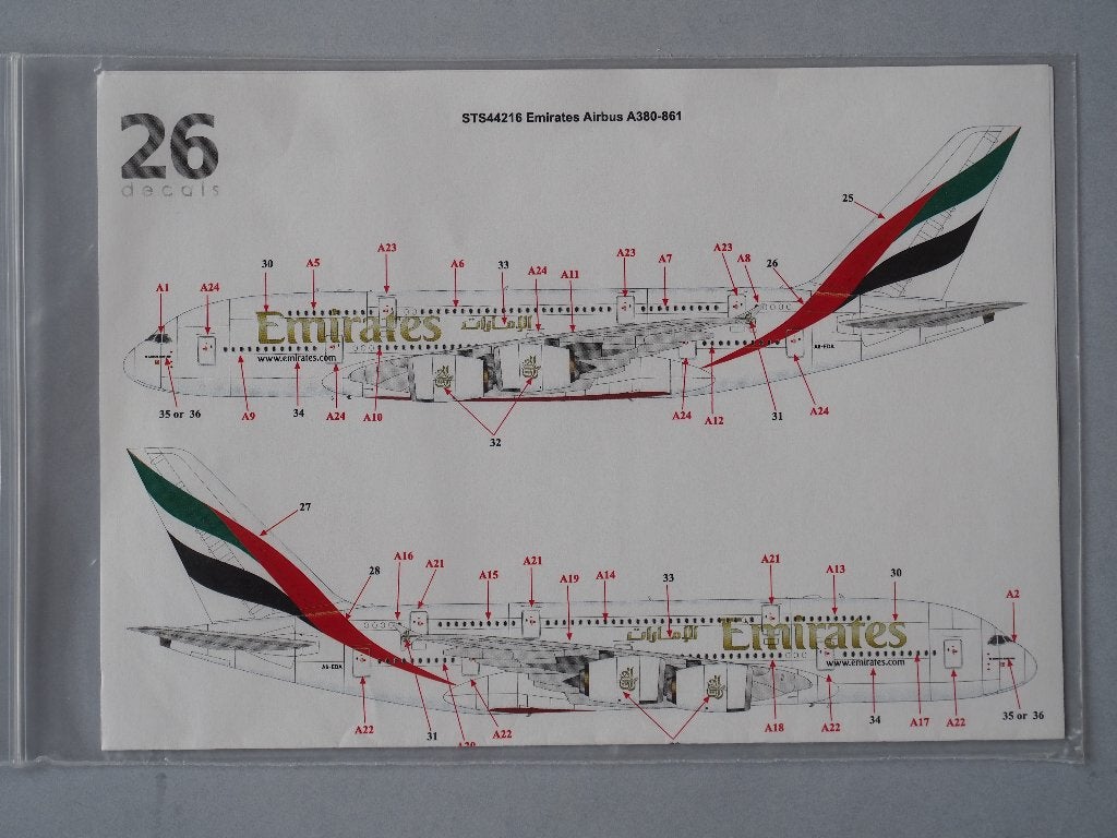 1/144 decals Emirates voor Revell A380, Ophalen of Verzenden, Nieuw, 1:144 tot 1:200, Overige merken