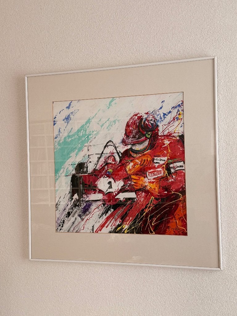 Uniek origineel schilderij van Alain Prost Formule 1, Voertuigen, Acrylverf, Ingelijst, Ophalen of Verzenden