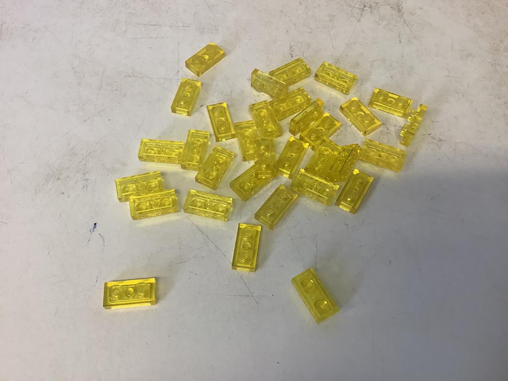 Lego plaat 1x2 transparant geel, Ophalen of Verzenden, Gebruikt, Losse stenen, Lego