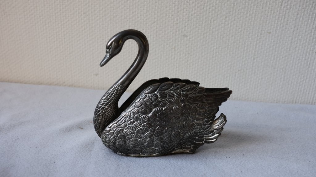Vintage Verzilverde Servet Houder Zwaan, Ophalen of Verzenden