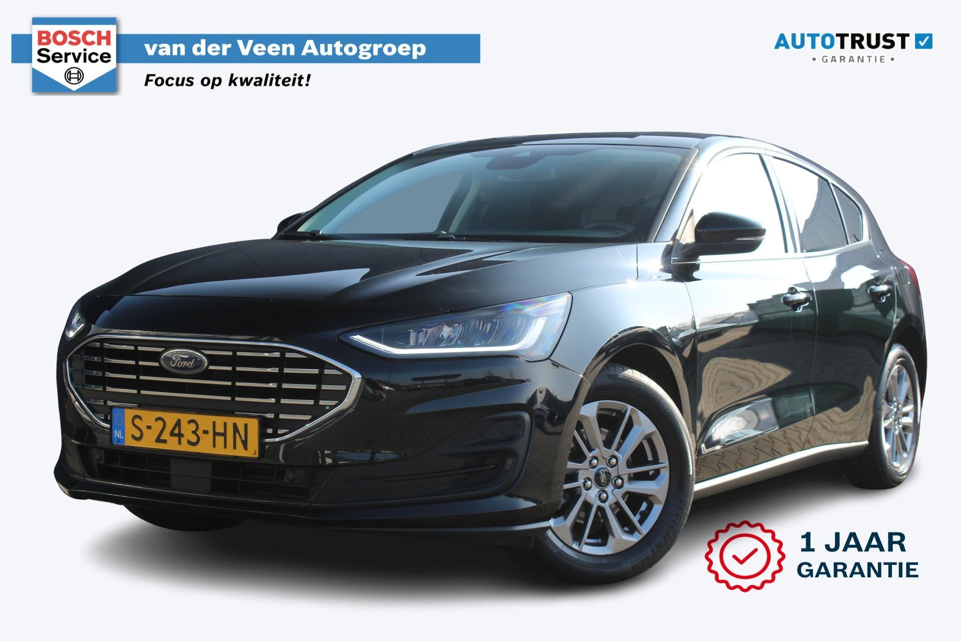 Ford Focus 1.0 EcoBoost Hybrid Titanium | Incl. 12 maanden g, Stof, Gebruikt, Zwart, Origineel Nederlands