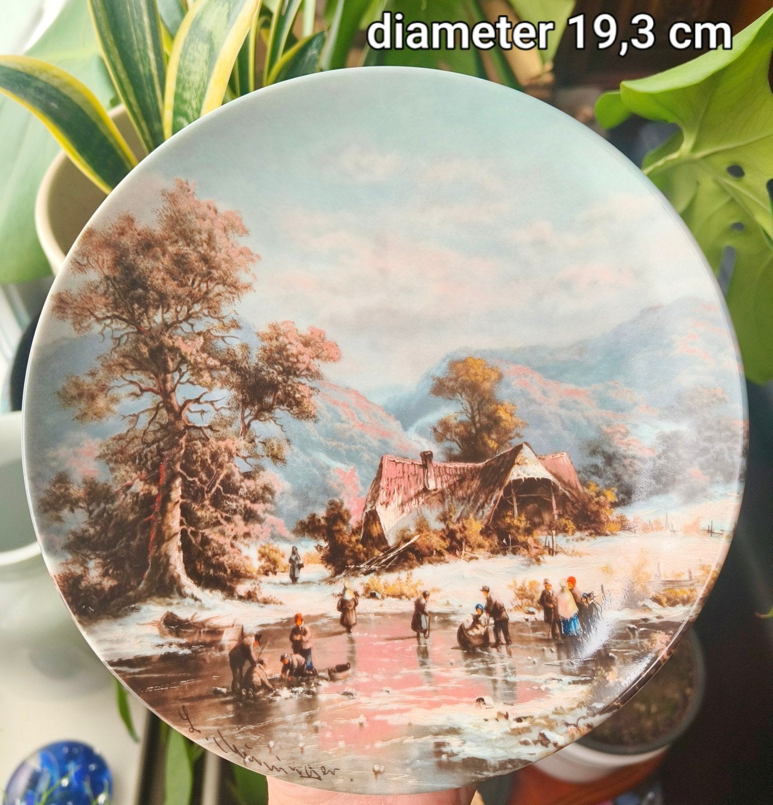 Furstenberg sierbord "Eisfischer auf dem Dorfweiher", Ophalen of Verzenden