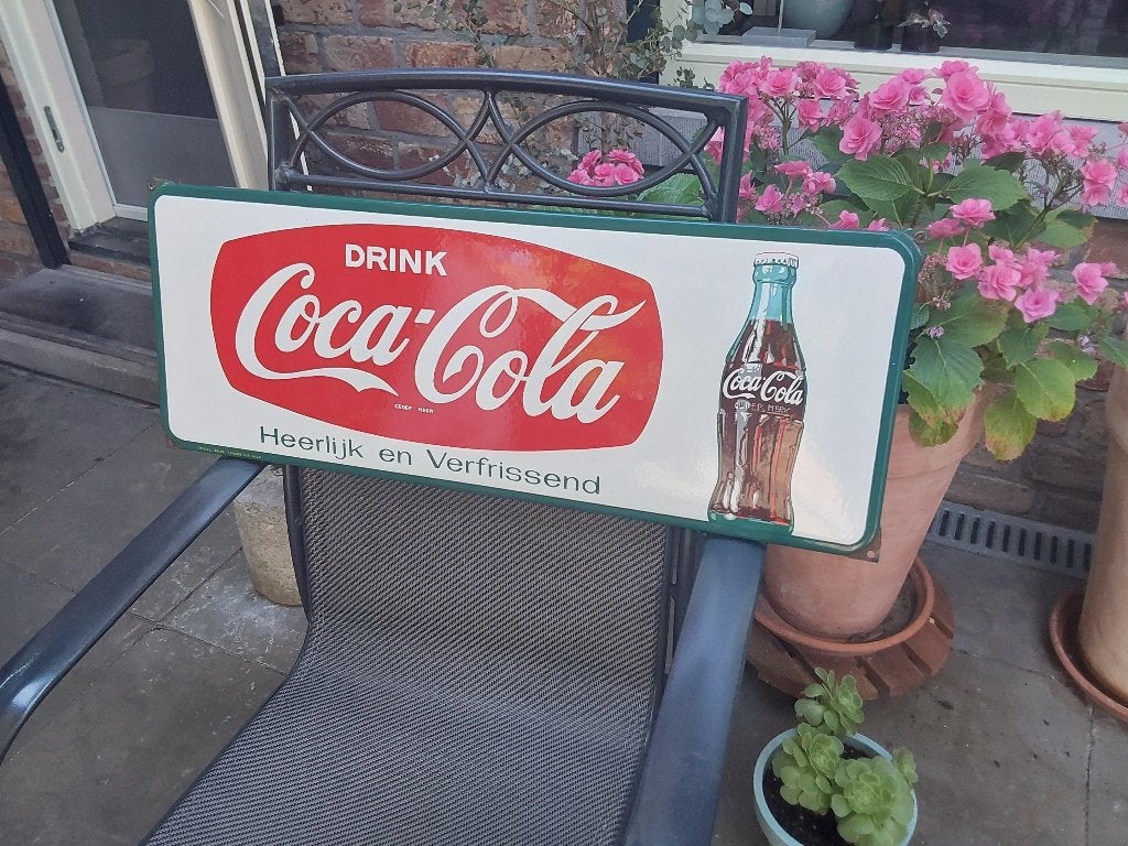 Emaille Coca Cola Reclamebord Bord 80x30, Antiek en Kunst, Antiek | Emaille, Ophalen of Verzenden