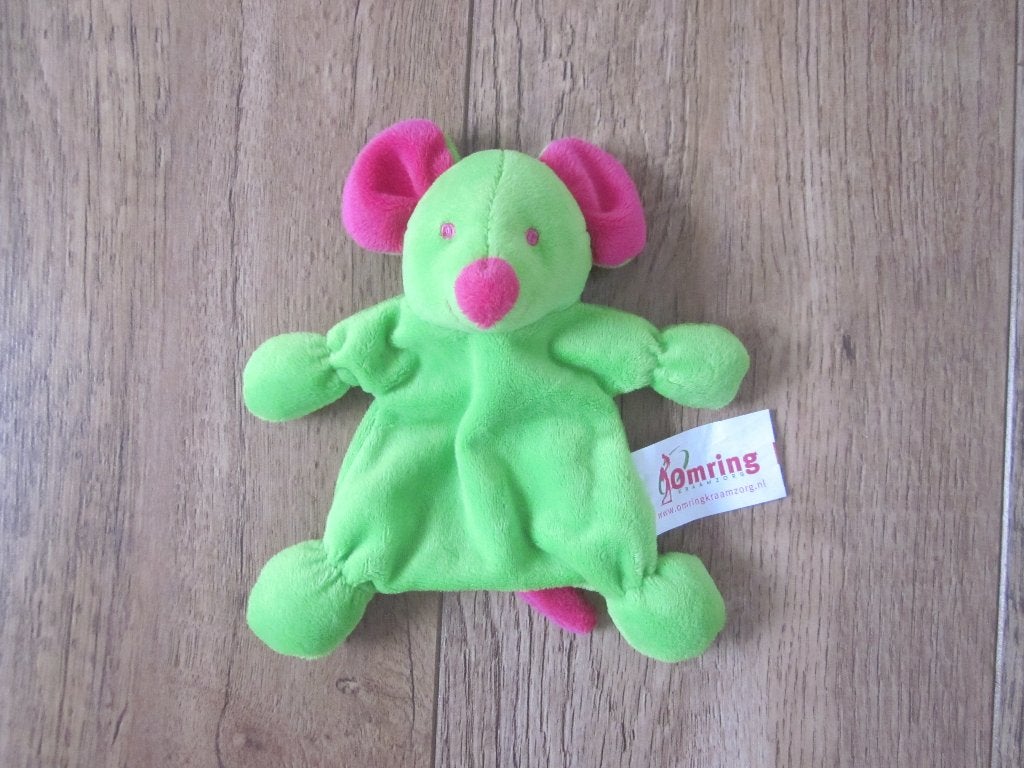 MAC I.S. Omring kraamzorg groen-roze pluche muis knuffeldoek, Kinderen en Baby's, Speelgoed | Knuffels en Pluche, Muis, Overige karakters
