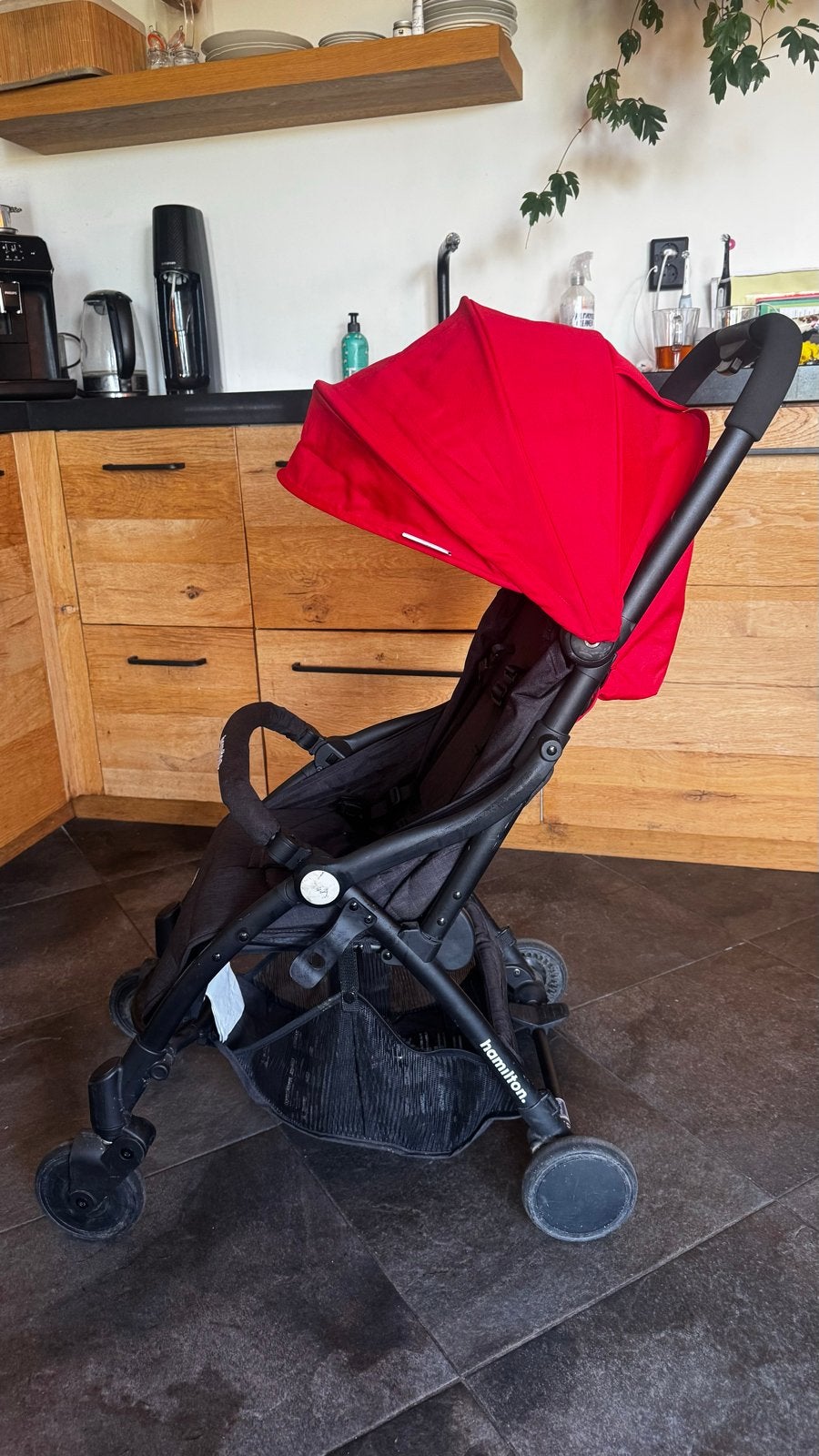 Hamilton Buggy Zwart met Rode Kap, Ophalen of Verzenden, Gebruikt, Overige merken, Verstelbare rugleuning