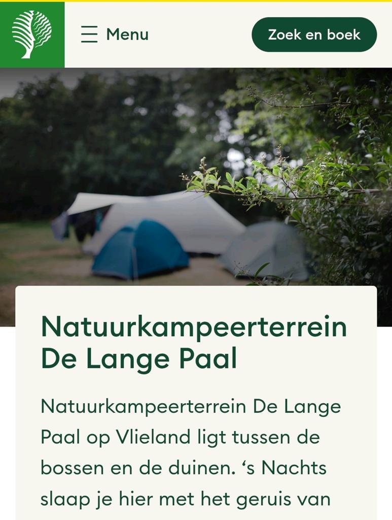 Kamperen vlieland lange paal, Ophalen of Verzenden
