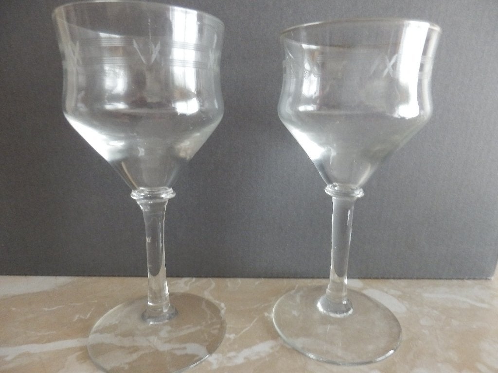 2 Oude Geslepen glaasjes., Ophalen of Verzenden