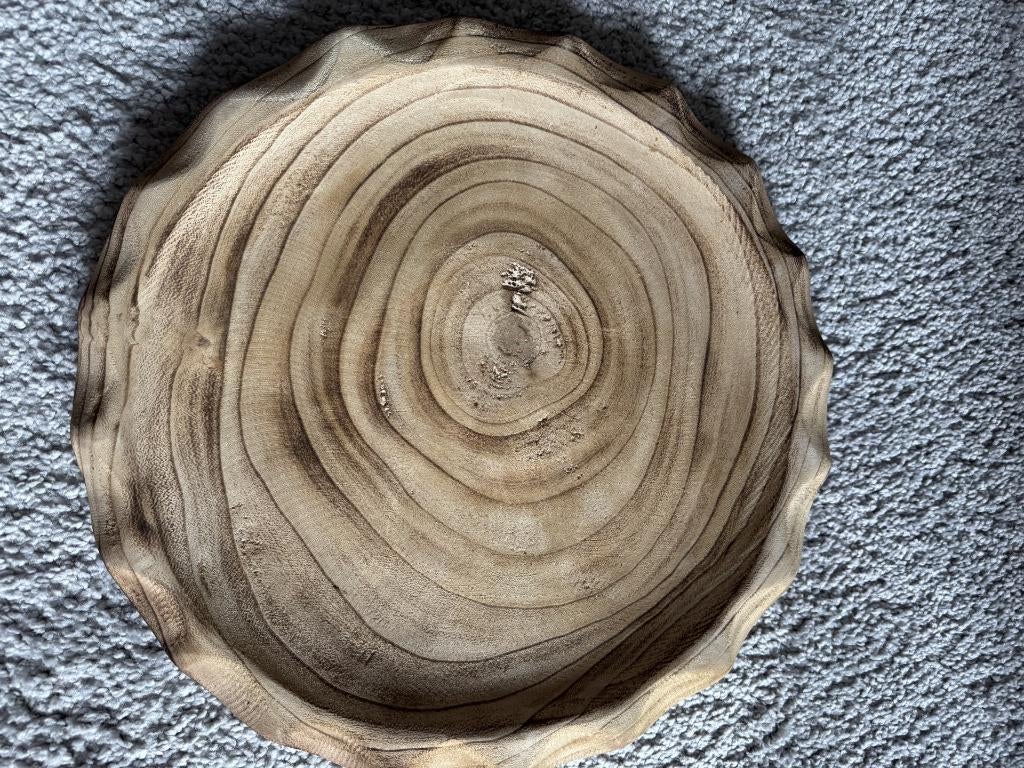 Houten schaal 38 bij 38 cm, Schaal, Rond, Ophalen of Verzenden, Zo goed als nieuw