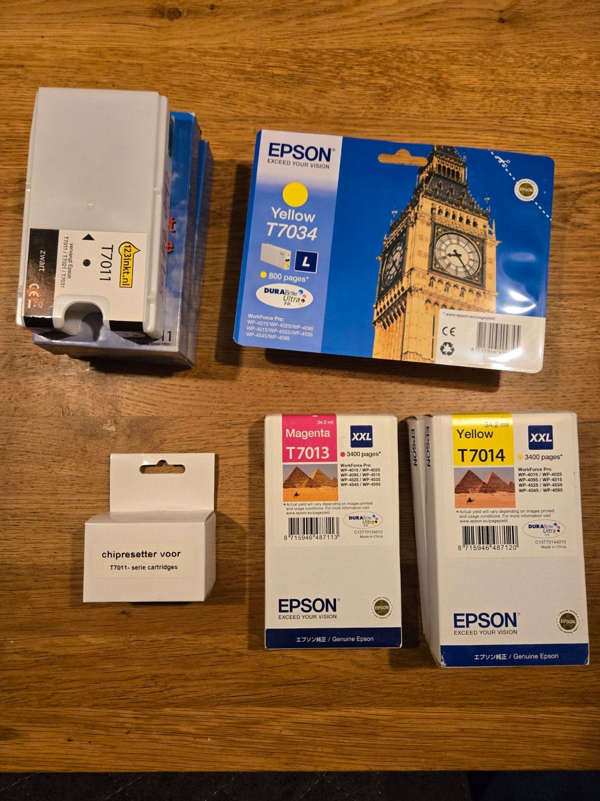 Inktpatronen T7011 T7014 T7034 T7013 voor oa WP-4545, Ophalen of Verzenden, Gebruikt, Cartridge, Epson