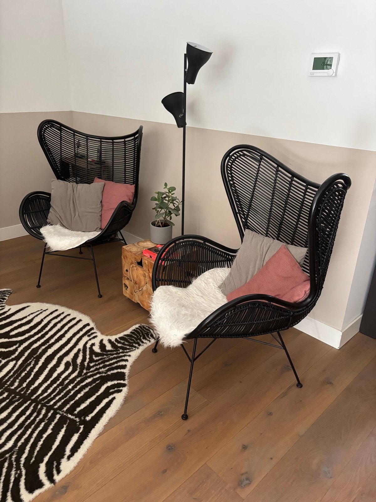 HK living egg chair zwarte rotan stoelen (2 stuks), Ophalen, Twee, Zwart, Riet of Rotan