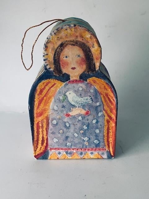 Vintage kerstdecoratie doosje karton. Engeland. Engel duif., Diversen, Ophalen