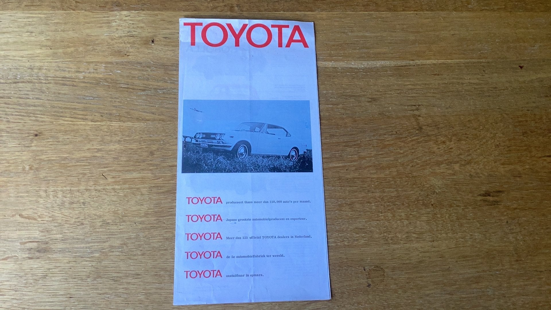 Toyota brochure uit de jaren '70, Ophalen of Verzenden, Gelezen, Toyota