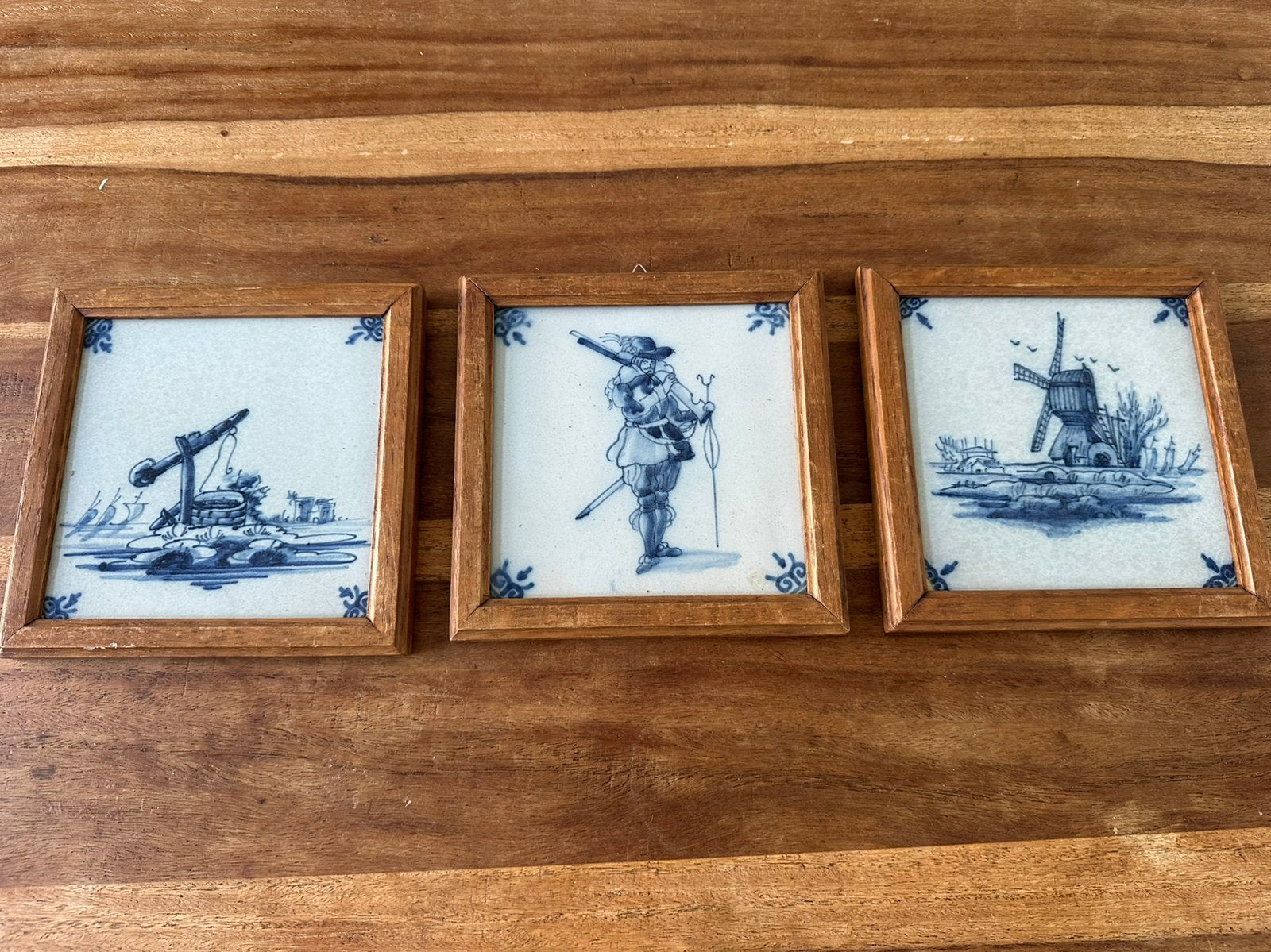 Prachtige set van drie antieke Delfts blauwe tegels, Ophalen of Verzenden