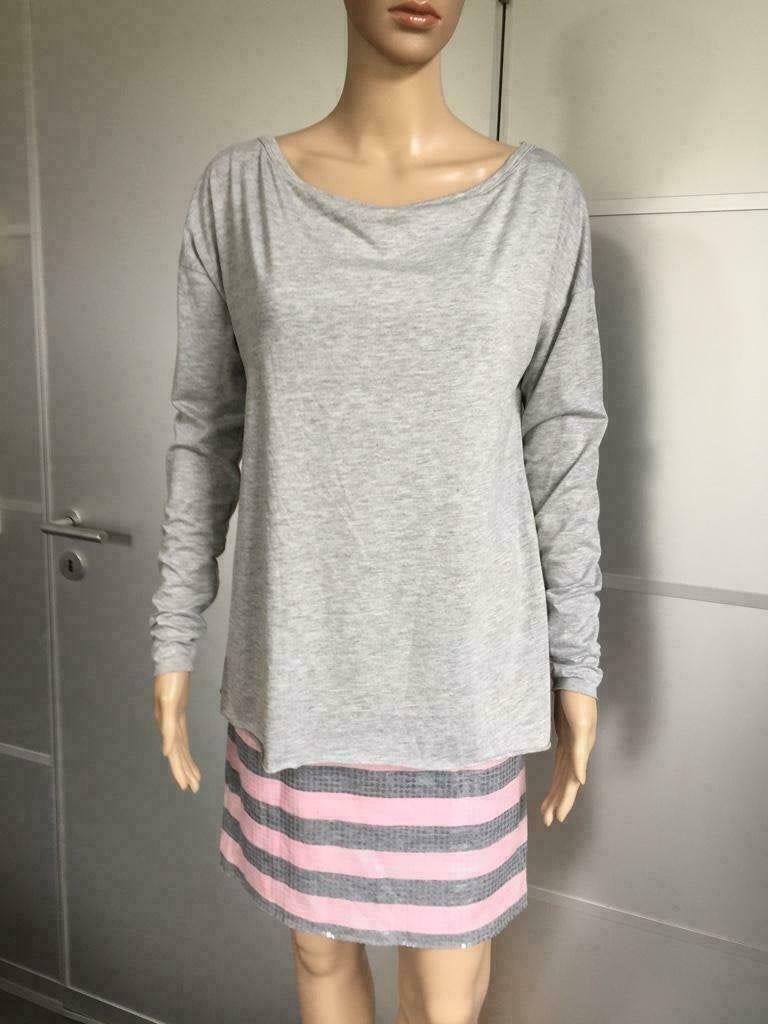 D686 NIKKIE maat 36=S jurk jurkje grijs/roze, Ophalen of Verzenden, Zo goed als nieuw, Nikkie, Roze