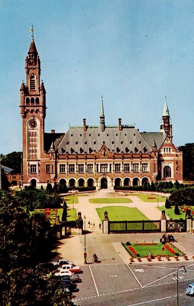 Den Haag – Vredespaleis. Gelopen St. Jacobiparochie 1961, Ophalen of Verzenden, 1960 tot 1980, Gelopen, Zuid-Holland