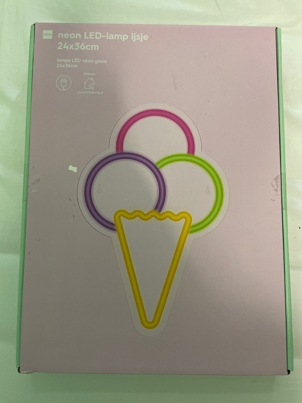 Hema Neon LED-lamp IJsje 24x36cm, Overige merken, Kunststof, Meerkleurig, Nieuw