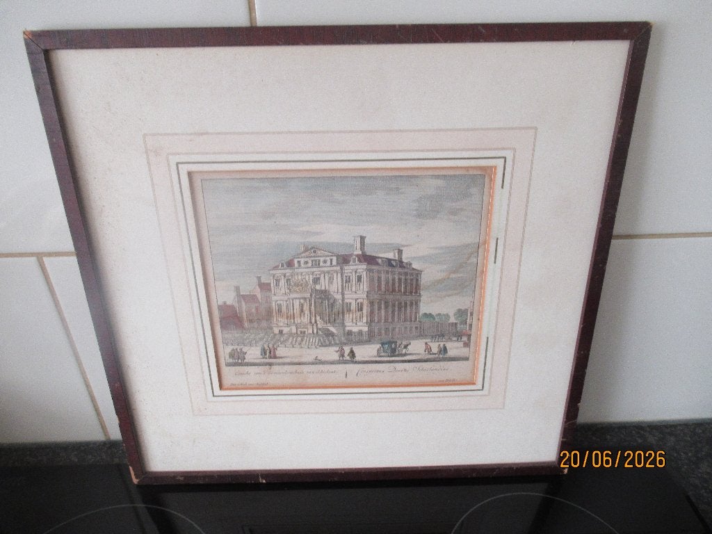 KOPERGRAVURE-SCHIELANDSHUIS ROTTERDAM-PIETER SCHENK-CA1710, Stadsgezicht, Ophalen of Verzenden, Gravure, 1700 - 1799