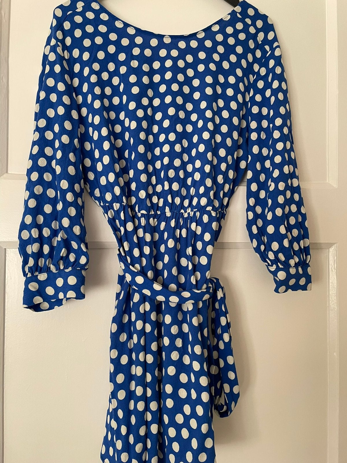 Leuke  fel Blauwe zomer jurk  polkadots ceintuur  maar 36/38, Kleding | Dames, Jurken, Blauw, Ophalen of Verzenden, Zo goed als nieuw