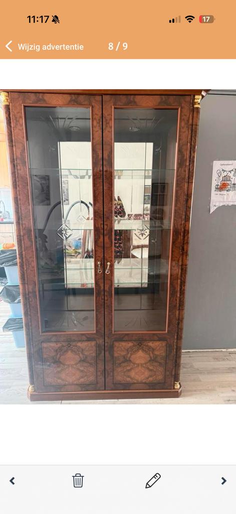 Italiaans hoogglans vitrine, Ophalen, 50 tot 100 cm, Zo goed als nieuw, Minder dan 100 cm